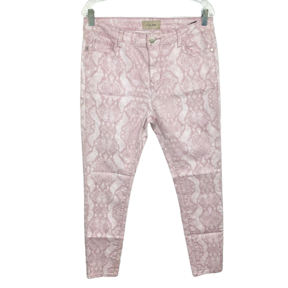 NWT Lola Pants Womens Sz 8 Alexa Rose Slim Pants Snake Print Pink Cotton Stretch
